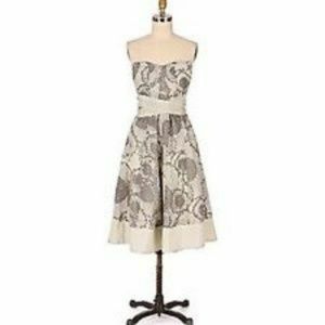 NWOT Odille for Anthro Strapless Gray Floral Dress